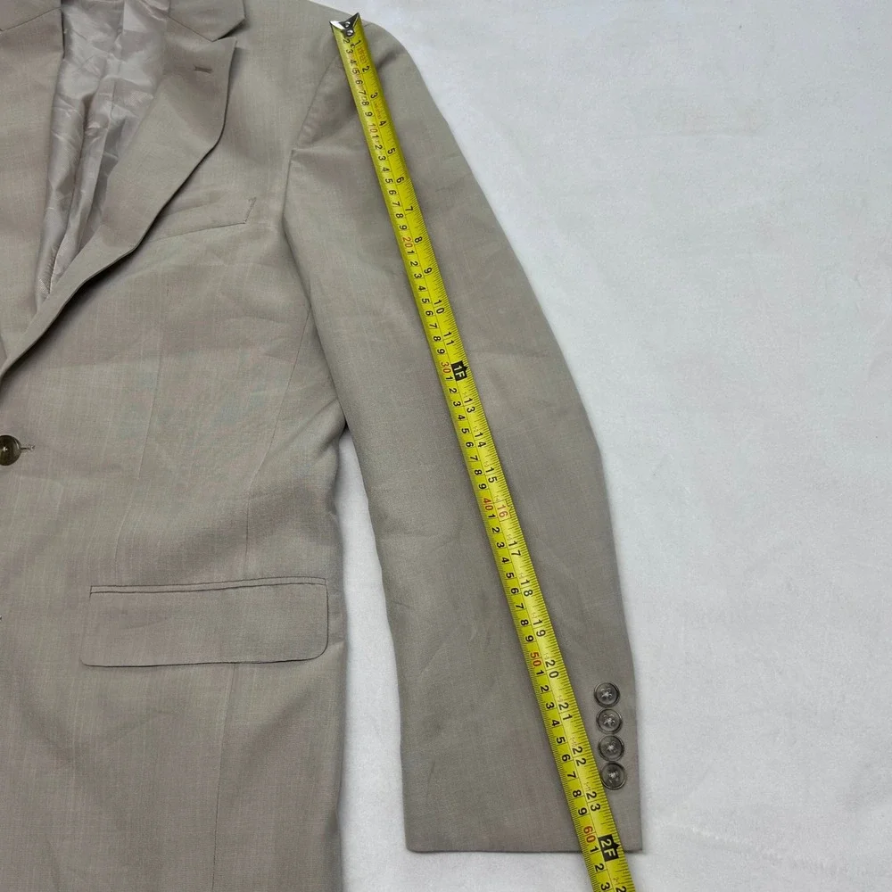 Savile Row Company London Men 36R Blazer Tan Beige 2 Button Suit Jacket Coat